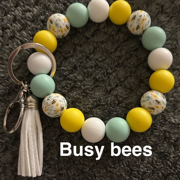 Hand Crafted Beaded Keychain Bracelets - Pink, Blue, Purple, Gold - Picture 13 of 16